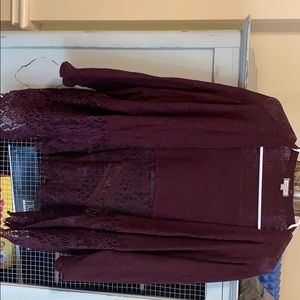 Burgundy lace cardi